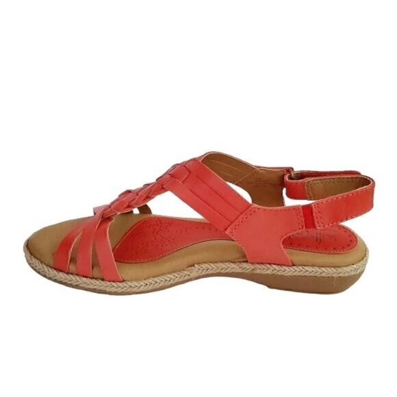 SOFTSPOTS by Söfft | Red Tangerine Sheela Leather Slingback Sandals NIB - Picture 2 of 3